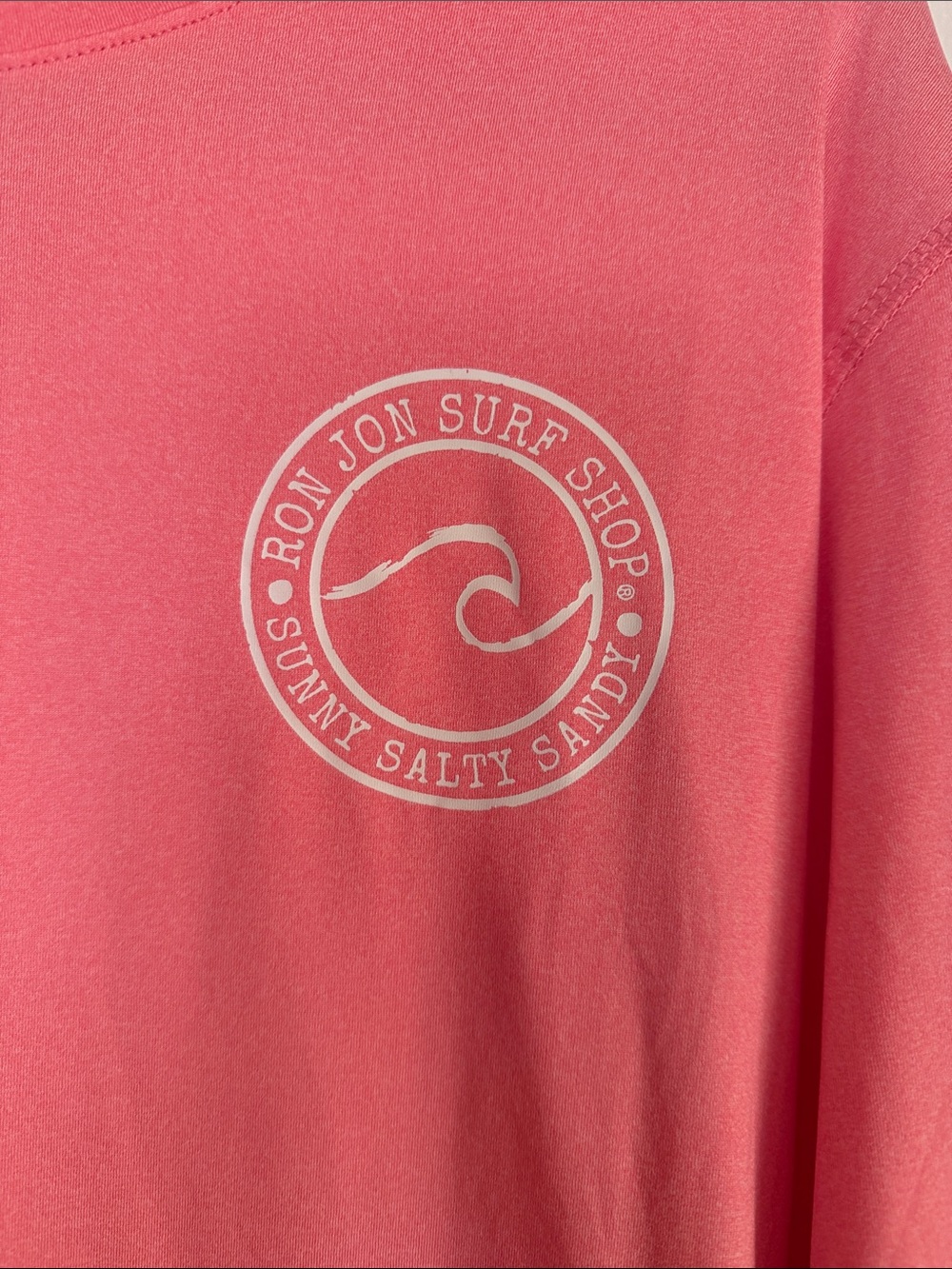 Ron Jon Surf Shop Coral Long Sleeve rash Guard with Wave Logo and UPF 50+ - Picture 2 of 5
